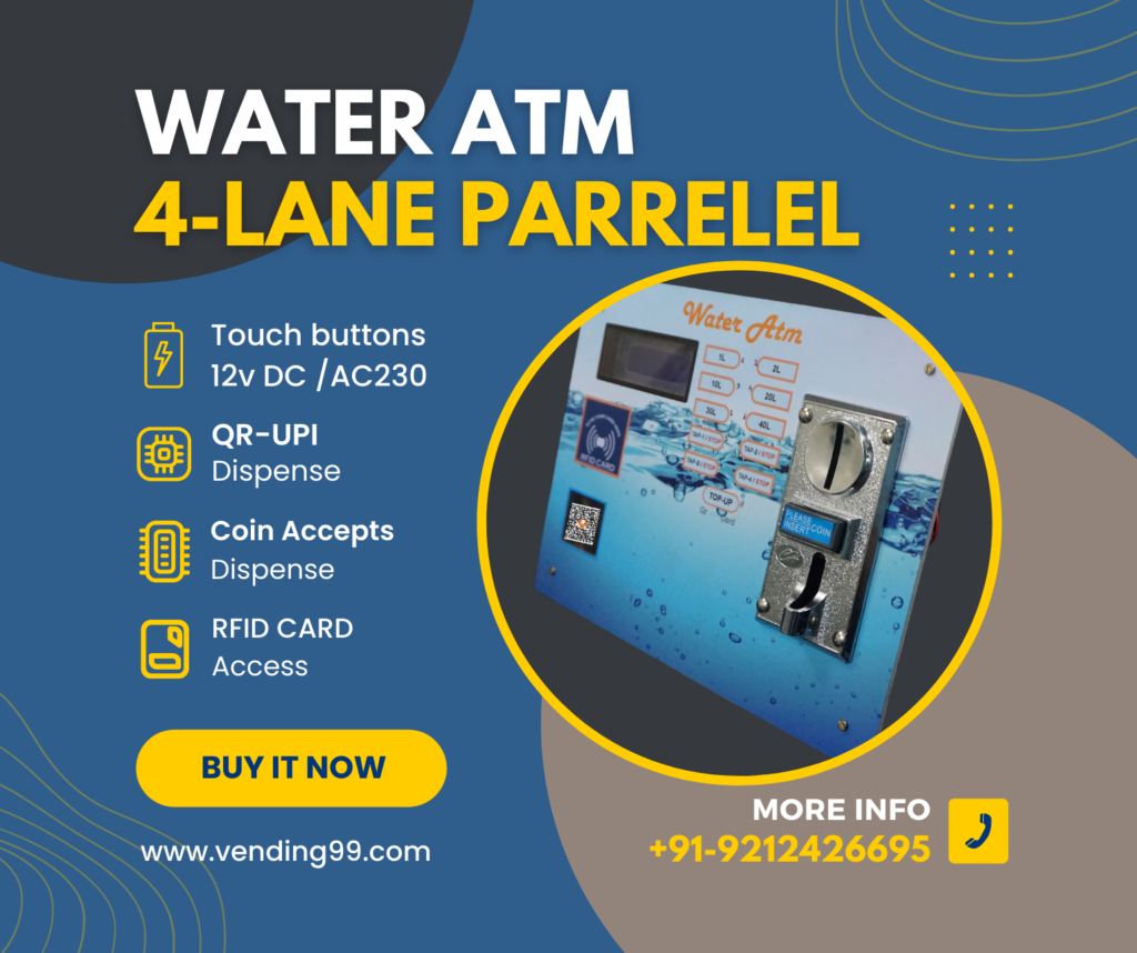 Water ATM controller access system with UPI, card, coin, and touch buttons