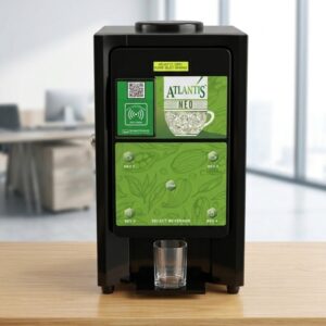Atlantis Tea and Coffee Vending Machine integrated with Vending99 UPI QR payment system.