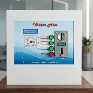 Coin and RFID Card Based Water ATM Panel with digital display and coin acceptor.