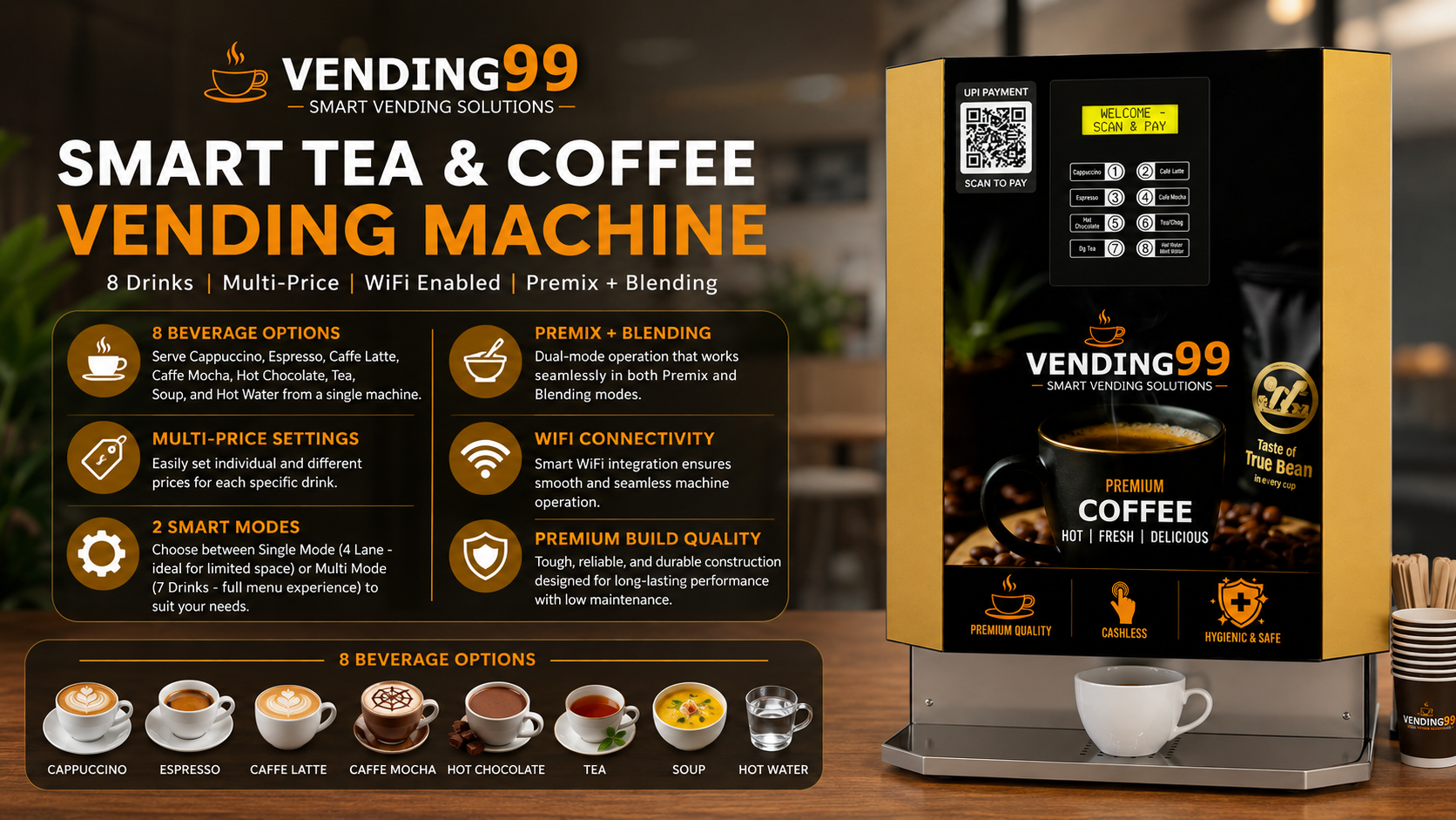 4 Lane UPI Based Tea coffee Vending machine 4 Lane UPI Based Tea coffee Vending machine